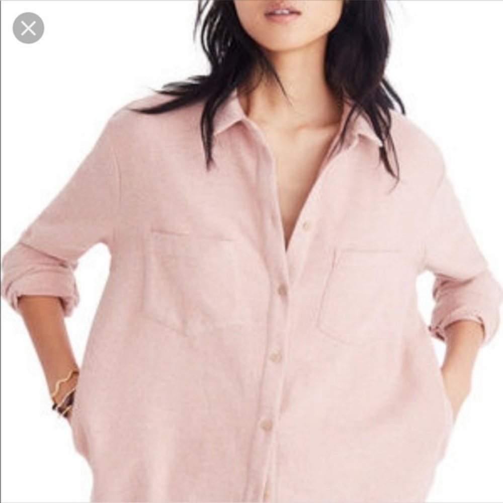 Madewell Sunday pink flannel shirt